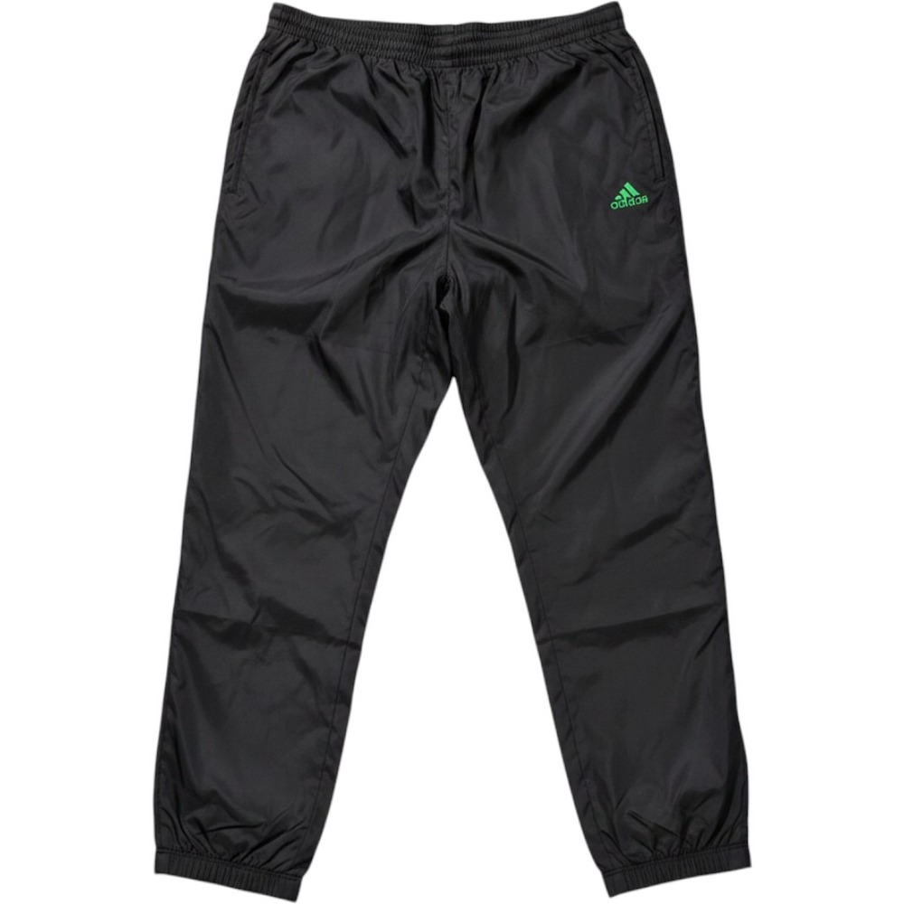 Adidas Mens Windbreaker Track Pants Black Green Logo Mesh Lined Size M RN88387